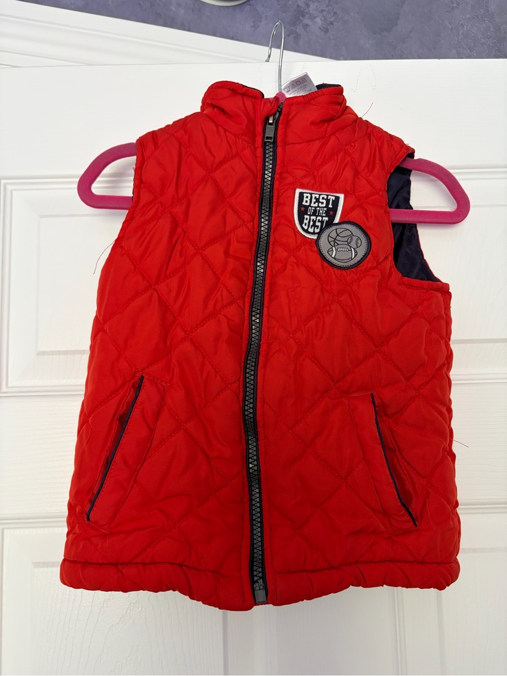 Kids Headquarters Bright Red Quilted Vest with Patch